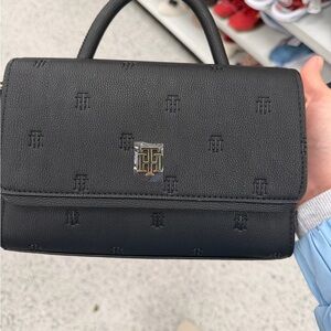 Tommy Hilfiger Black Satchel with Embossed Logo